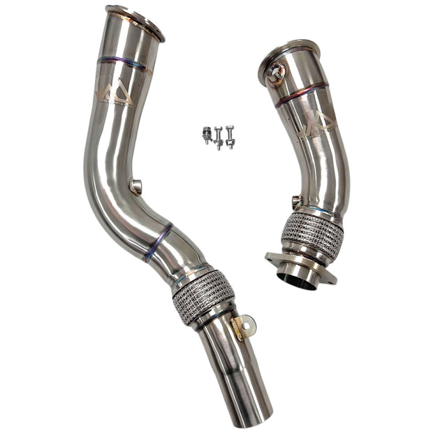 MAD BMW S55 3.5" Fat Boy Downpipes M2C M3 M4 W/ Flex Section