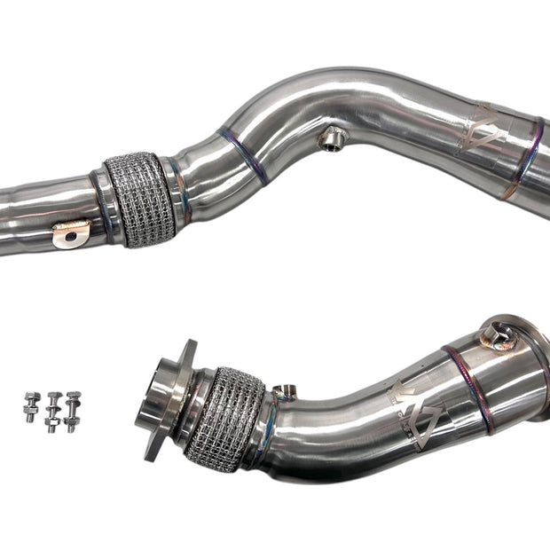 MAD BMW S55 3.5" Fat Boy Downpipes M2C M3 M4 W/ Flex Section
